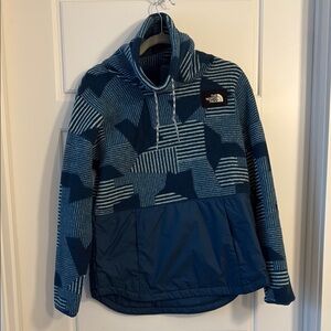The North Face Teal and Navy Geometric Hoodie